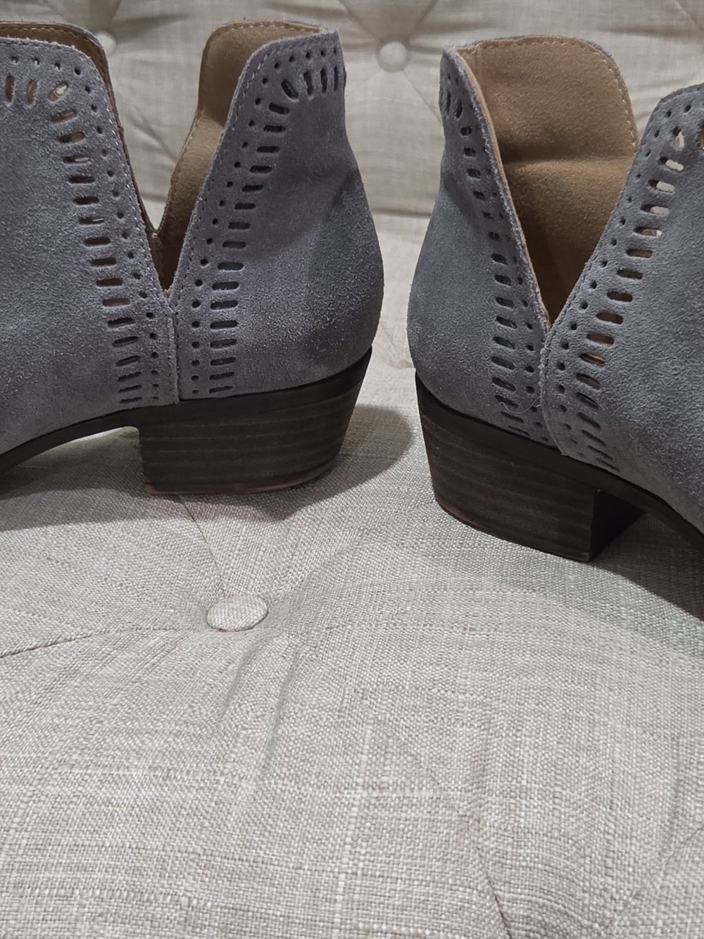 Lucky Brand Gray Suede Cutout Ankle Booties